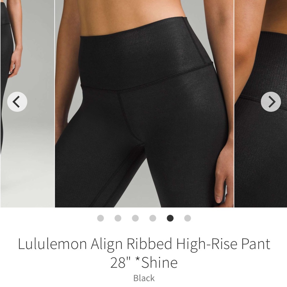 Lululemon Align High-rise Ribbed Legging Black Shine 28” inseam Size 6